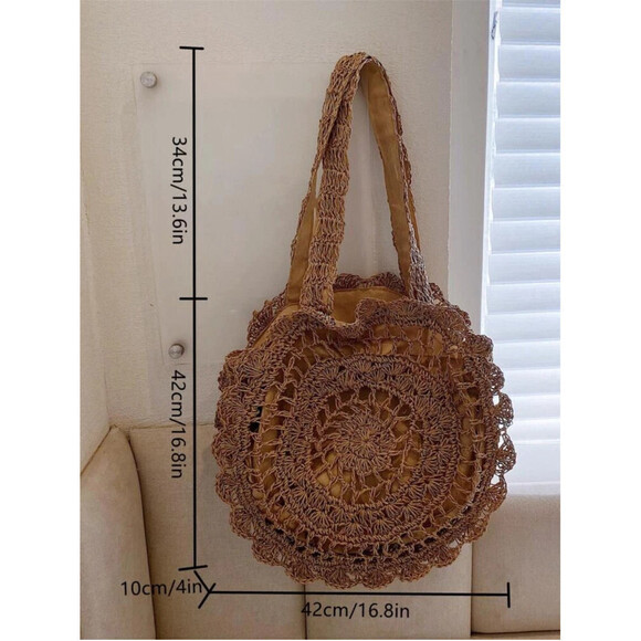 Ruffled Flower Shaped Handbag In Light Brown - Picture 8 of 8